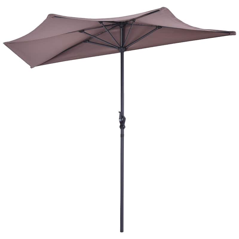 9' Half Round Patio Umbrella Sunshade - Tan