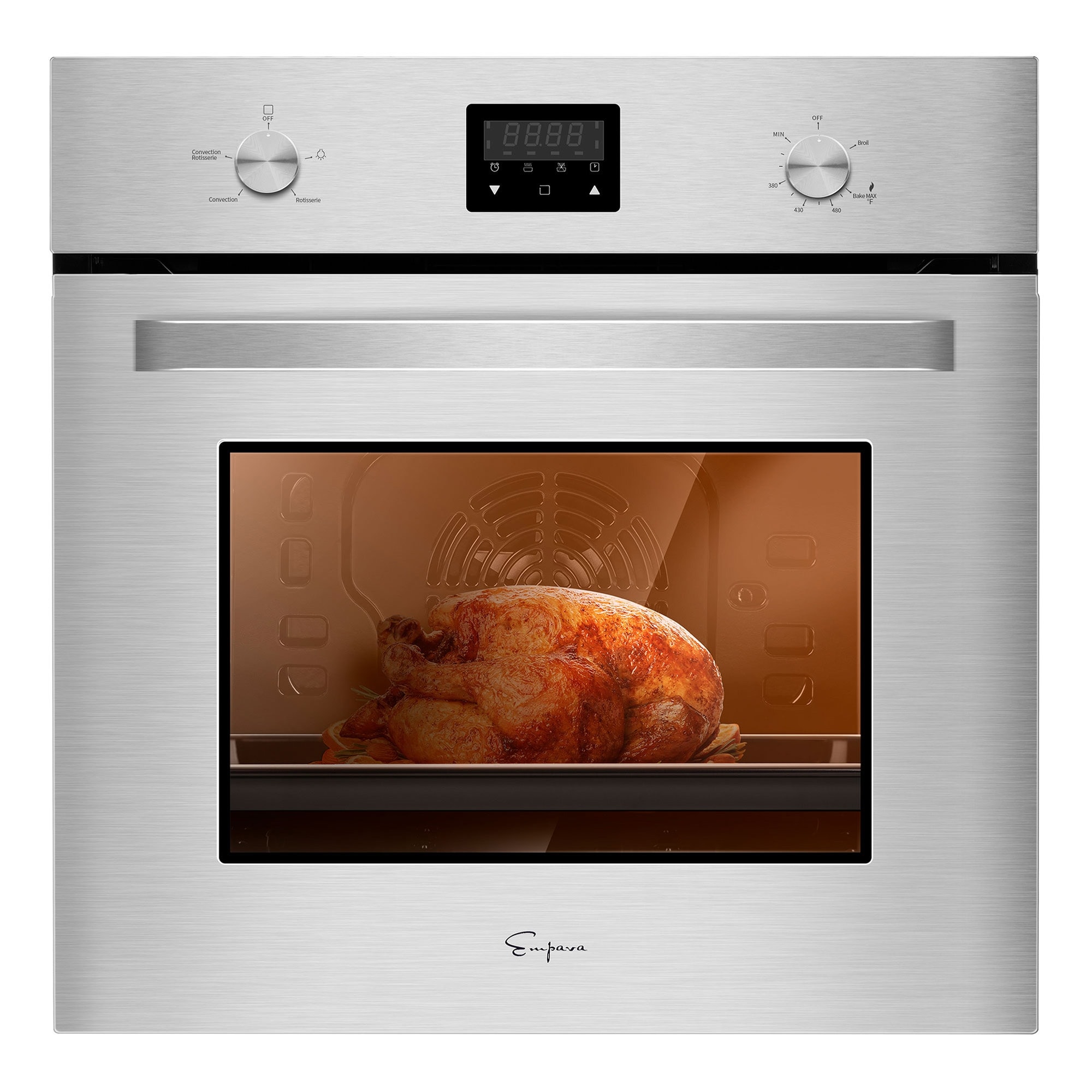 Lanbo 24 inch 2.9 Cu.Ft Freestanding Electric Range with Air Fry, Rotisserie and True Convection Oven, Stainless Steel