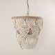 preview thumbnail 10 of 10, 19.7" Wide Beige Layered Wood Beaded Chandelier with 4-Light