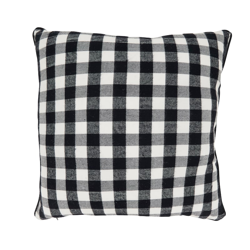 Throw Pillow With Buffalo Plaid Merry Design