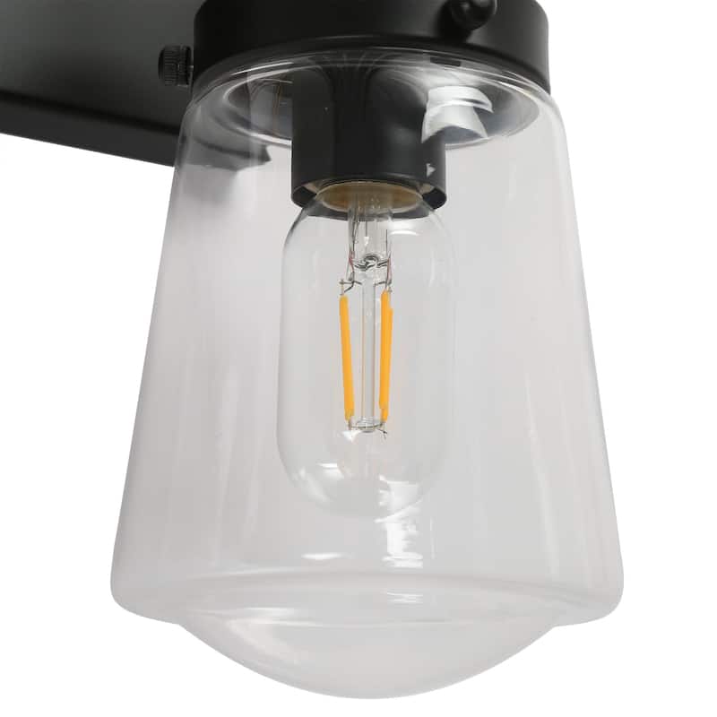 Cozia Luxury Modern Farmhouse Bathroom Vanity Light Black Gold Wall Sconce with Clear Glass
