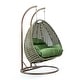 preview thumbnail 68 of 128, LeisureMod Modern 2-Person Egg Hanging Swing Chair with Beige Wicker, Oxford Fabric Cover, Patio Hammock Lounger and Cushions 27"Dx57"Wx78"H - Dark Green