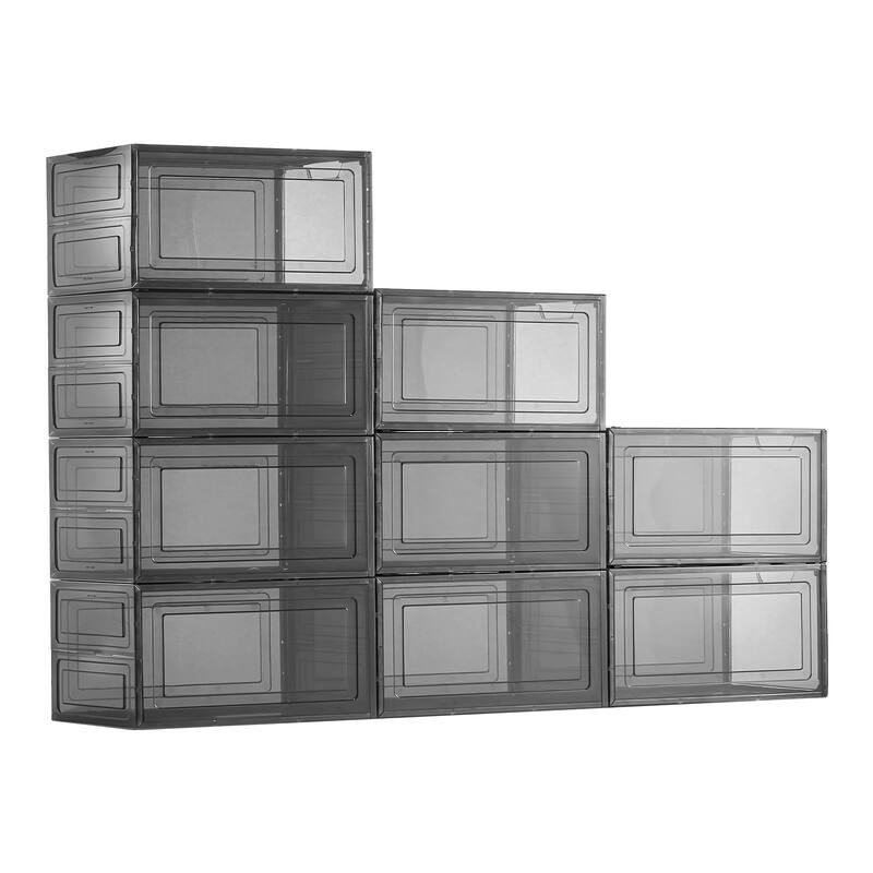 Stackable Shoe Storage Boxes Size 13 with Magnetic Door