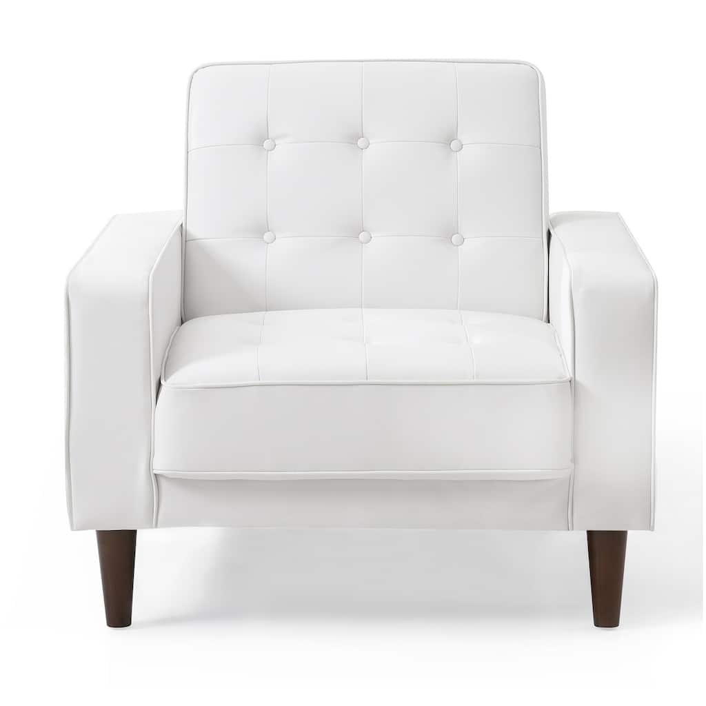 Button Tufted Sleeper Conversion Accent Chair - 36" - White