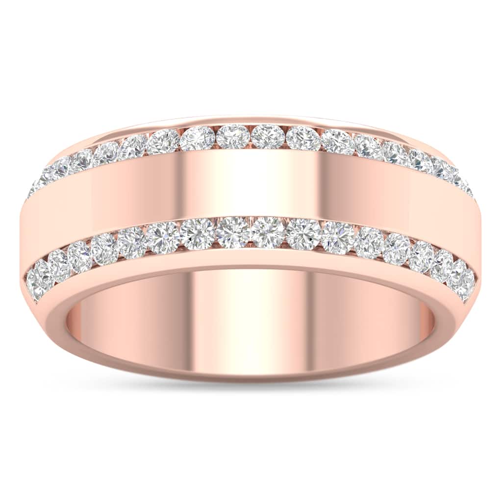 IGI Certified 7/8ct TDW Diamond Wedding Band in 14k Rose Gold for Men - Rose Gold