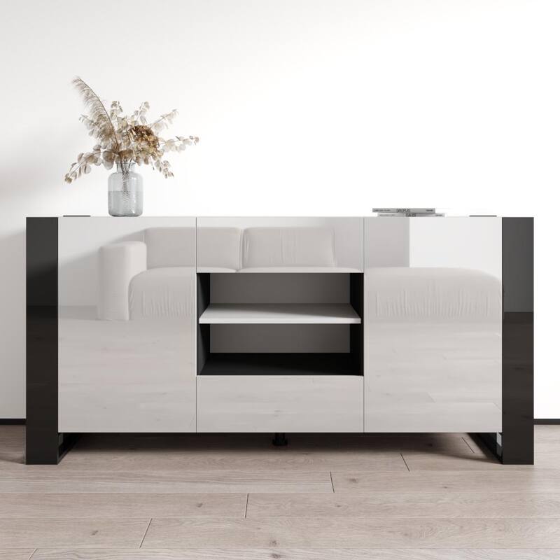 Woody Modern 64.5-inch Sideboard Buffet - White/Black