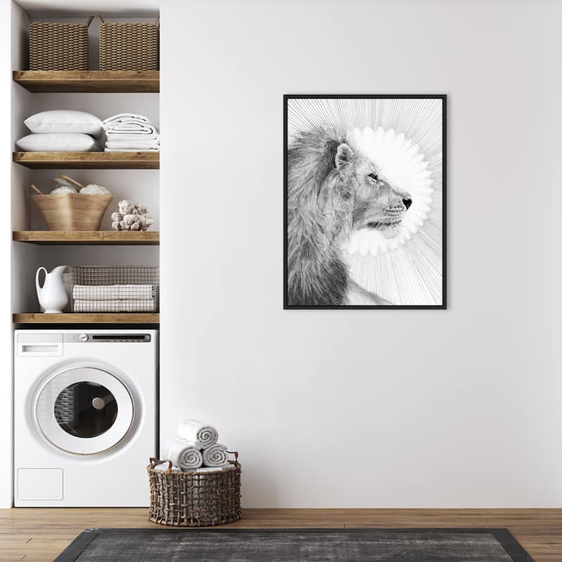 Sun and Lion by Ec Mazur Framed Canvas Wall Art