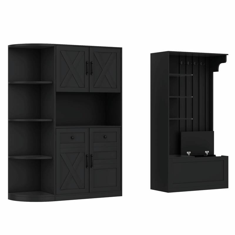 Multifunctional Left-Right Combination Hall Cabinet with Storage and 4 Hooks