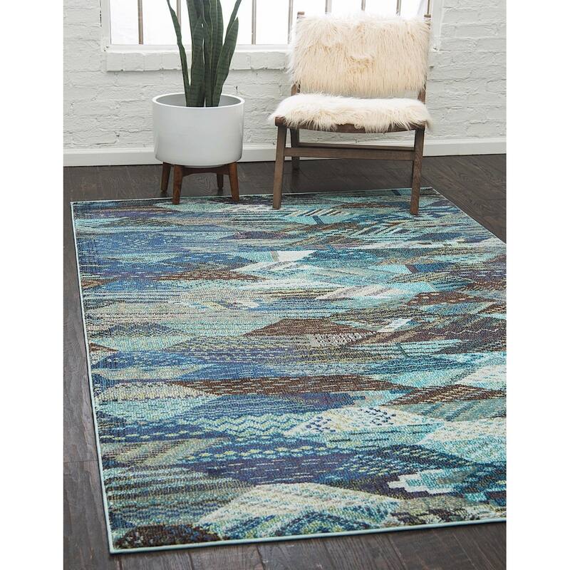 Contemporary Tazetta Collection Area Rug - 5'x8' - Blue