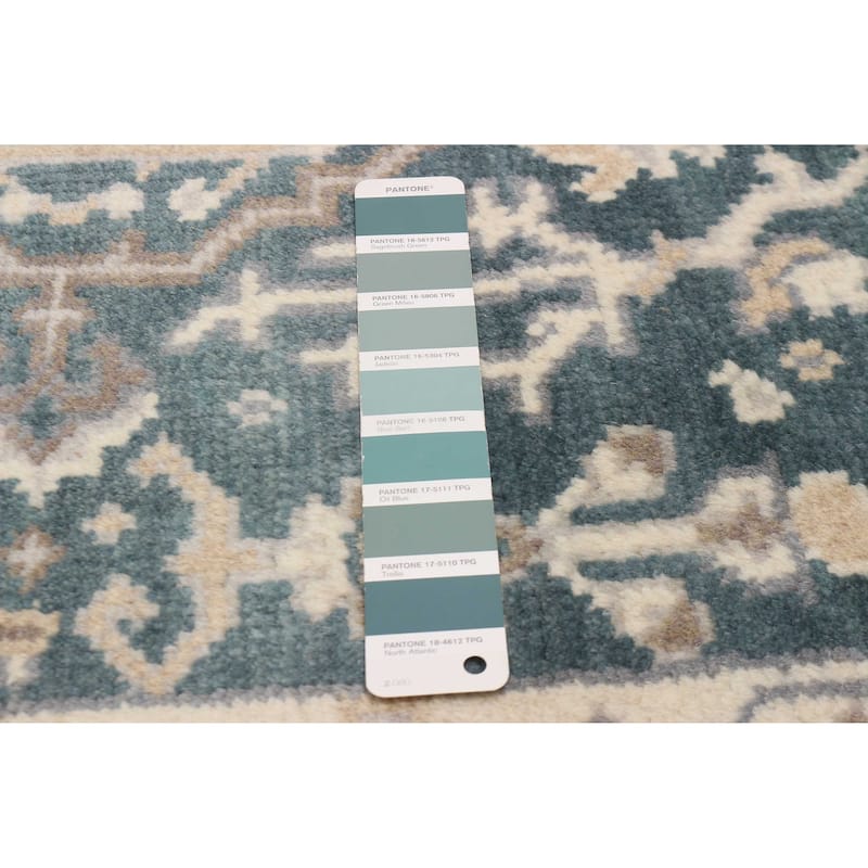 ECARPETGALLERY Hand-knotted Royal Oushak Teal Wool Rug - 2'7 x 9'11