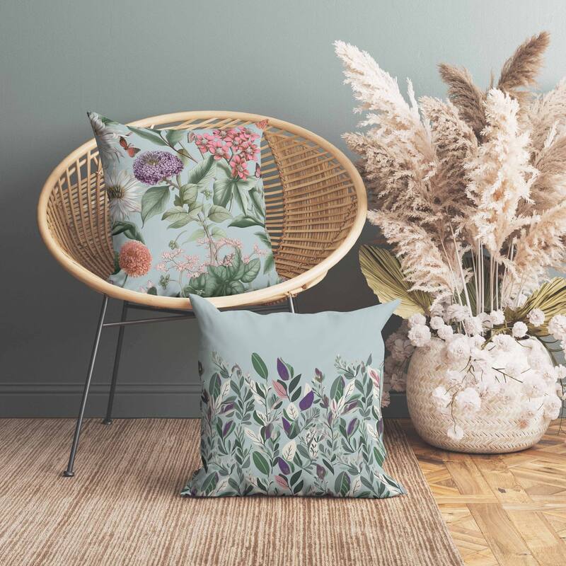 Garden Gracefulness Faux Suede Reversible Throw Pillow Pink and Pale