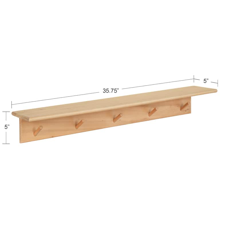 Kate and Laurel Alta Floating Wood Shelf with 5 Posts