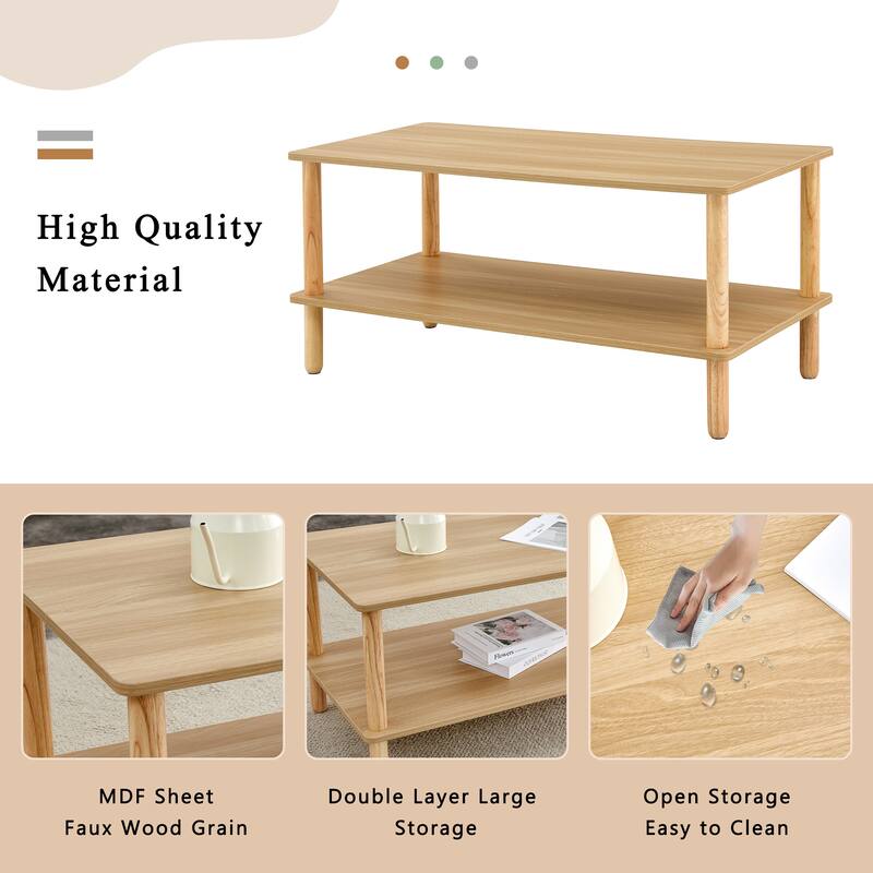 Living Room Rectangular 2-Tier Coffee Table