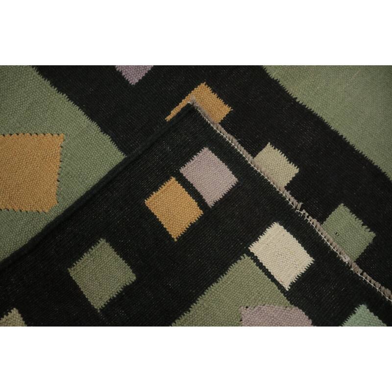 Hand Woven Oriental 100% Wool Carpet Southwestern Tribal Green Kilim Area Rug - 9' 11'' X 7' 11''