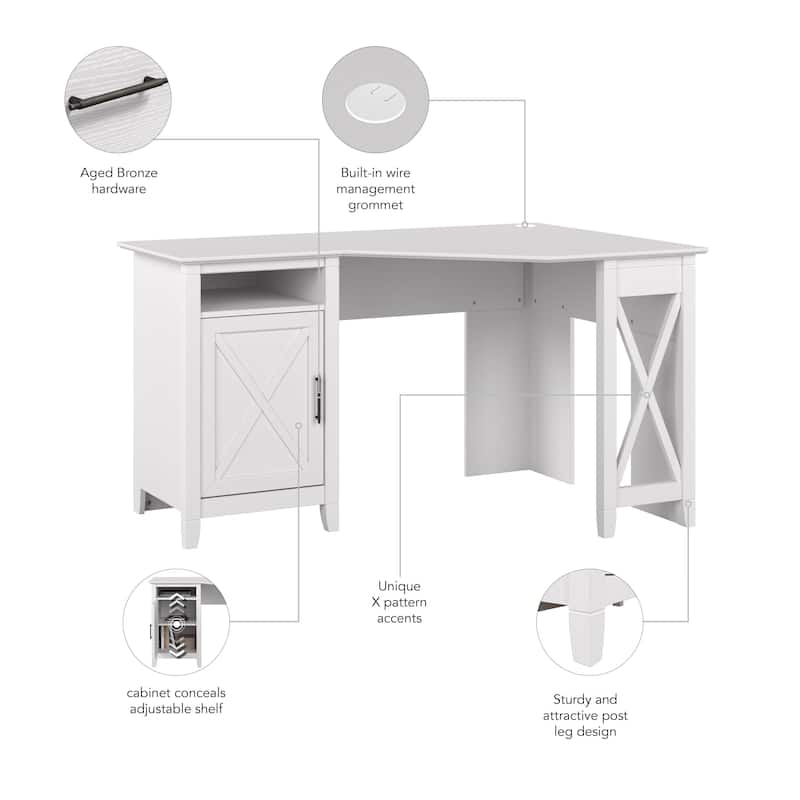 Bush Furniture Key West 54W Corner Computer Desk with Storage