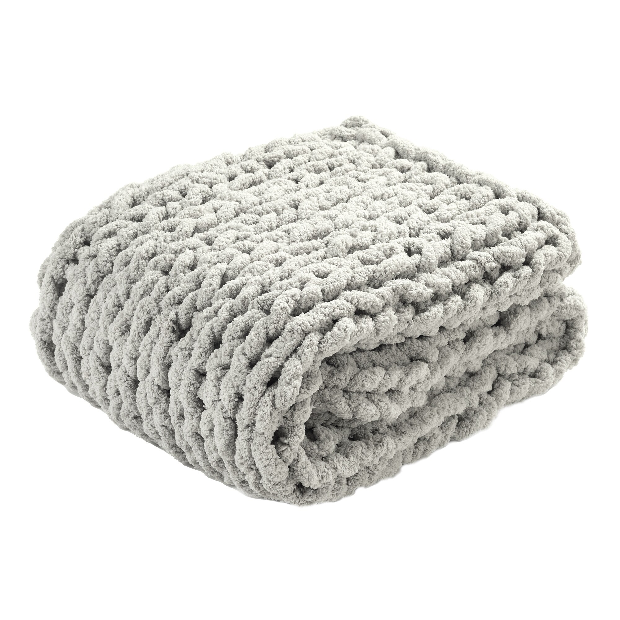 Lush Decor Hygge Ultra Soft Cozy Chenille Chunky Knit Throw 72 x 40 Ivory