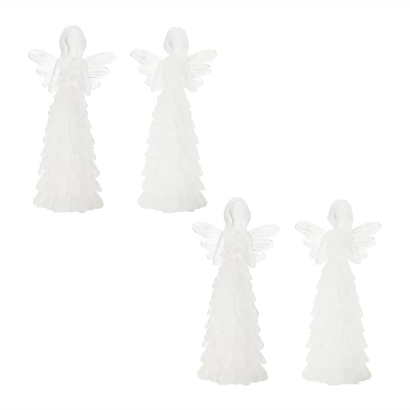 Frosted Angel Figurines - 6.5" - White - Set of 4