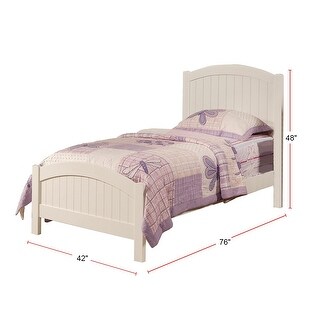 Twin Youth Bed with Carved Headboard - Elegant and Simple White Design