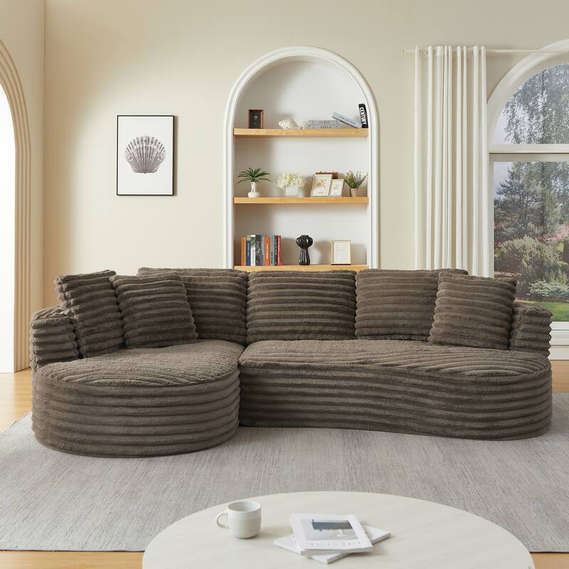 Modern Curved L-Shape Luxury Sectional Oversized Sofa: Minimalist Design, Comfy Sleeper Couch for Living Room