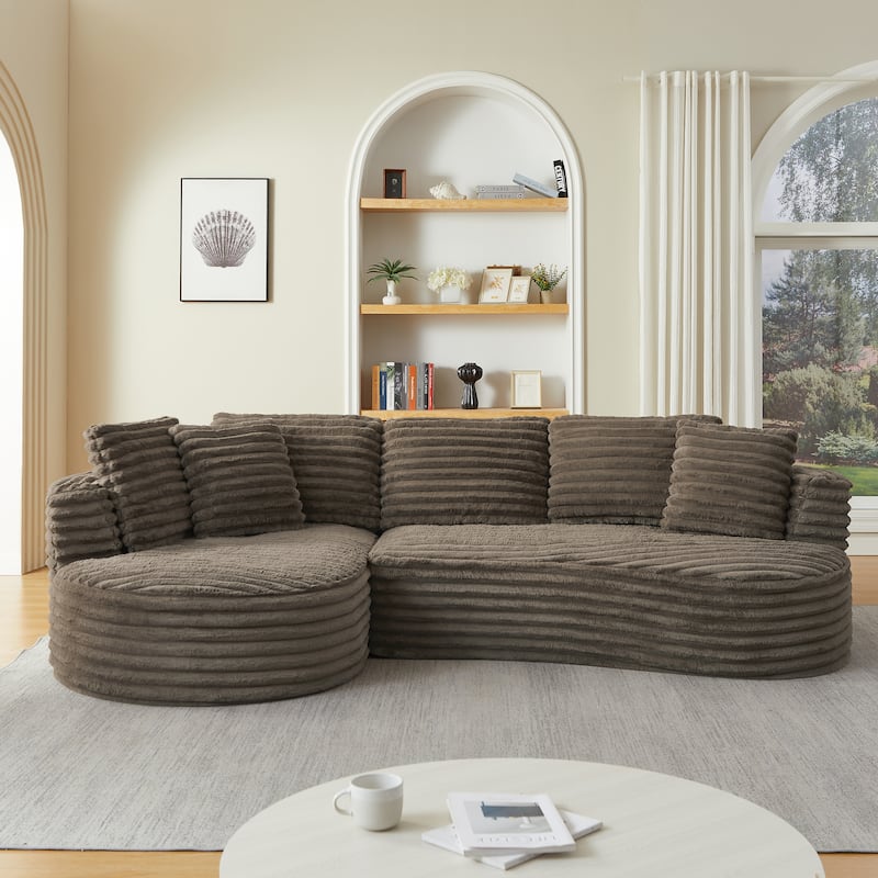 Modern Curved L-Shape Luxury Sectional Oversized Sofa: Minimalist Design,Comfy Sleeper Couch,No Assembly Required