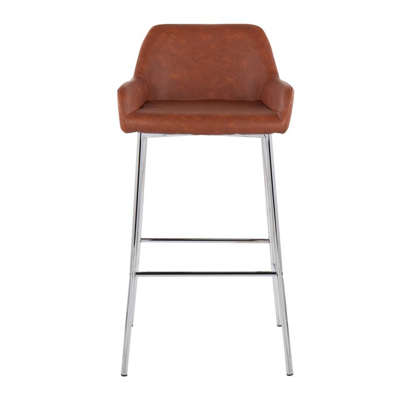 Silver Orchid Galotti Chrome Fixed-Height Upholstered Bar Stool - Set of 2