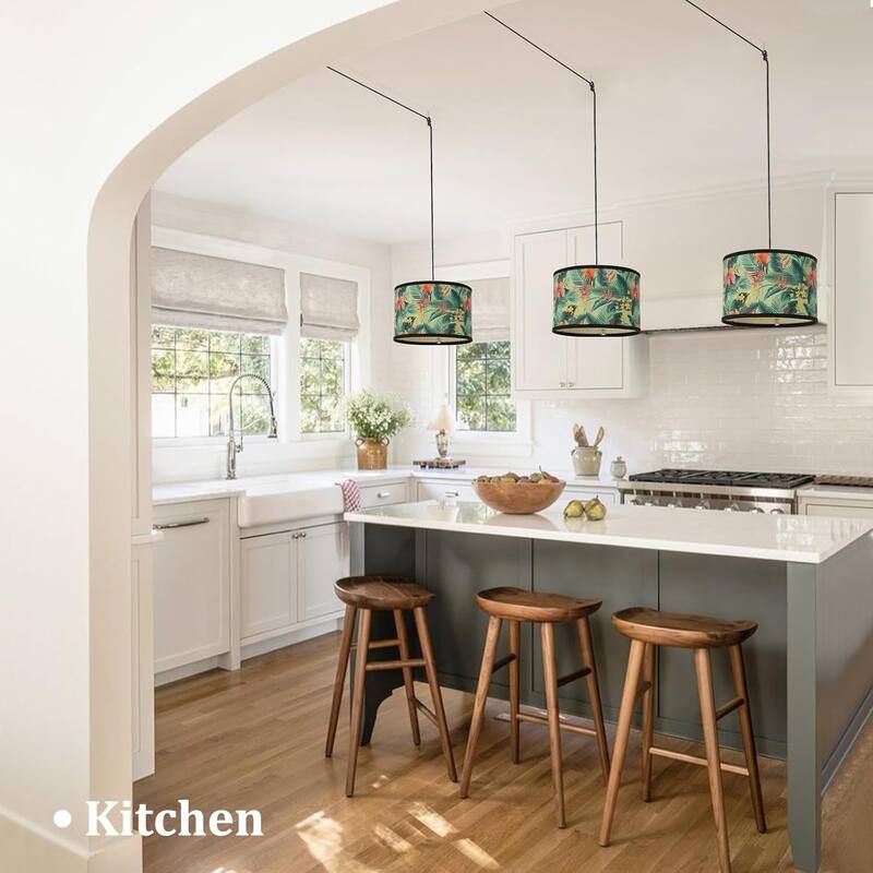 Plug in cord pendant light multicolore bedroom bamboo hanging light