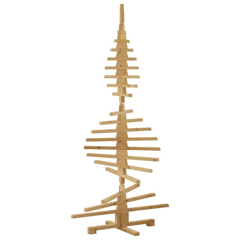 vidaXL Wooden Christmas Tree with Stand Brown Solid pine wood