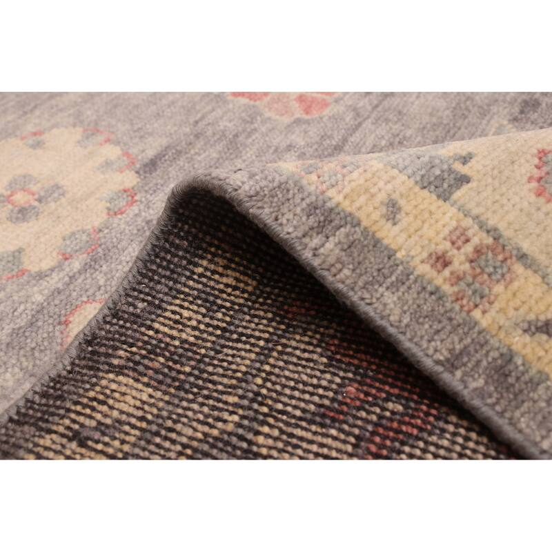 ECARPETGALLERY Hand-knotted Modern Oushak Dark Grey Wool Rug - 7'10 x 9'11