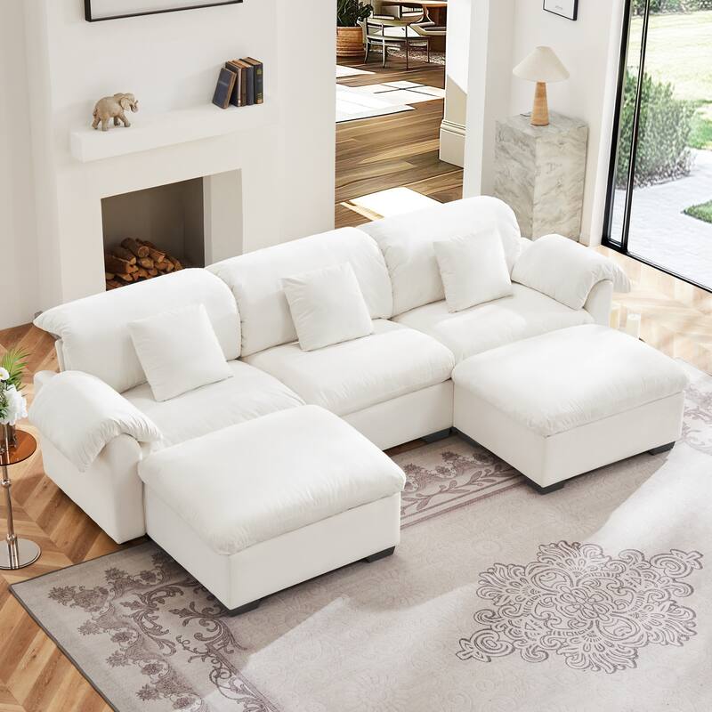 Velvet Fabric Modular Cloud Couch with Storage Seat,Free Combination