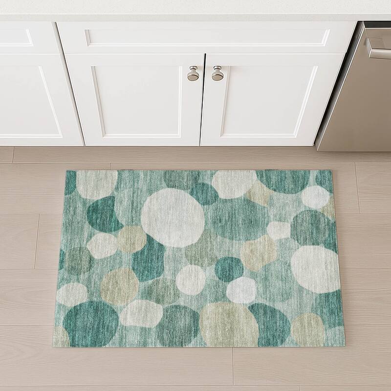 Machine Washable Indoor/ Outdoor Modern Circy Chantille Rug