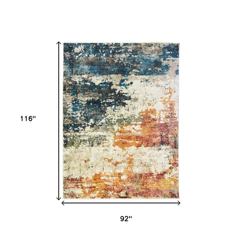 Cewe Distressed Abstract Modern Stain Resistant Woven with Fringe Area Rug By HomeRoots