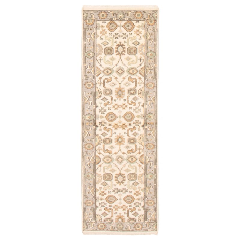 ECARPETGALLERY Hand-knotted Royal Oushak Cream Wool Rug - 2'5 x 7'8 - Cream - 2'5 x 7'8