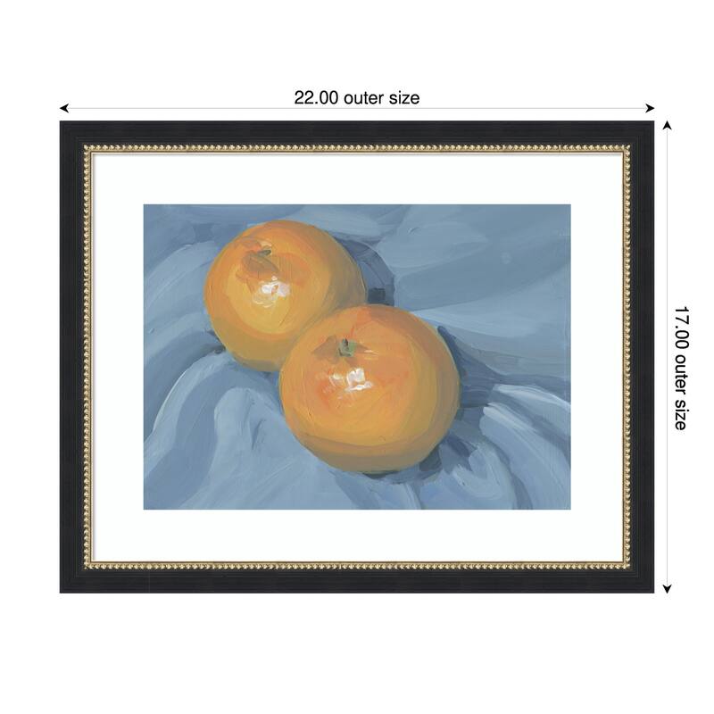 Oranges on Blue by Carrie Arnold Wood Framed Wall Art Print
