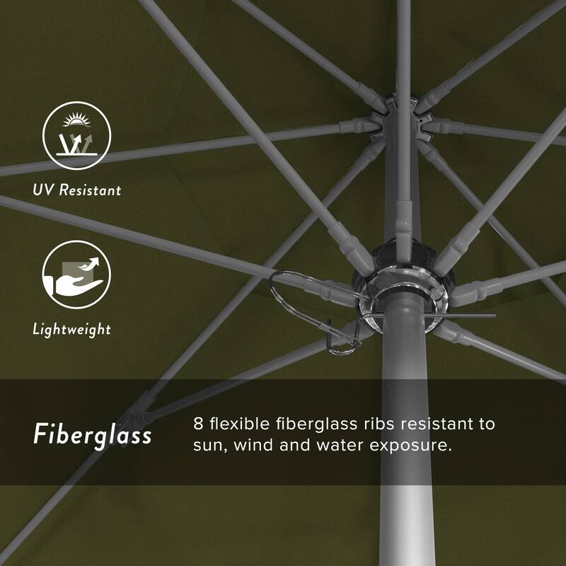 California Umbrella 7.5' Rd. Aluminum Frame, Fiberglass Rib Market Umbrella, Push Open,Anodized Silver Finish, Pacifica Fabric