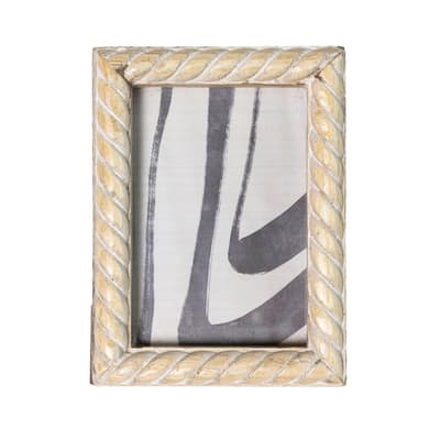 Bleached Hand-Carved Mango Wood Photo Frame