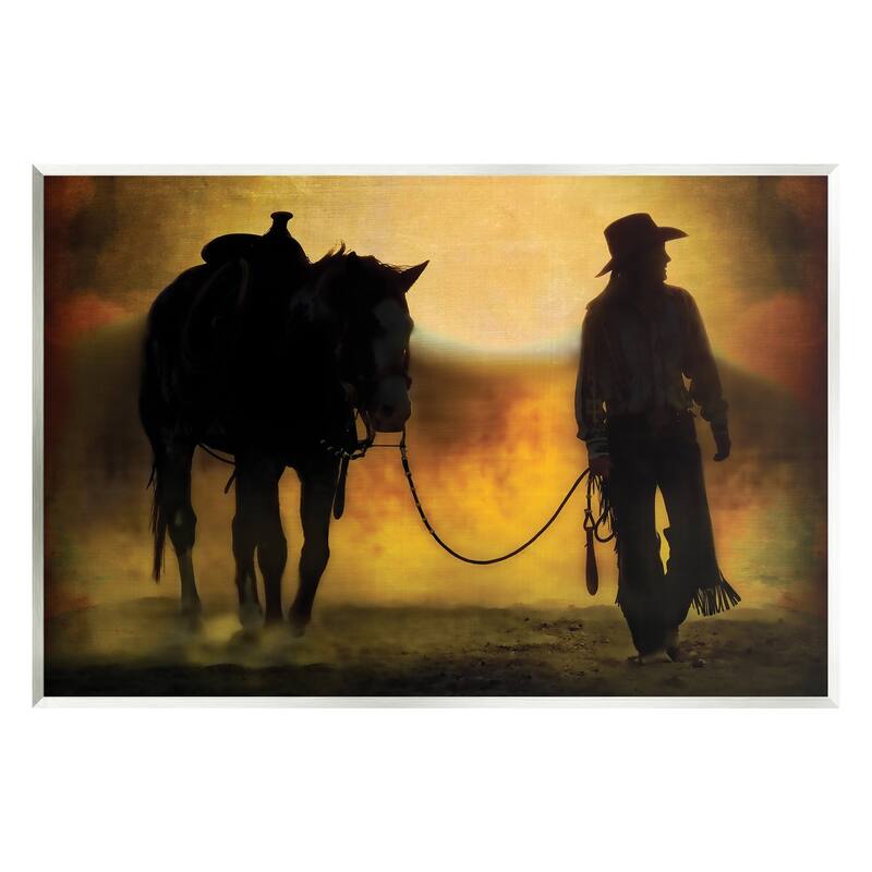 Stupell Cowgirl & Horse Silhouette Wall Plaque Art Design by PBurchettePhoto - 19 x 13
