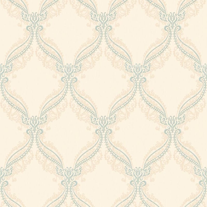 Seabrook Designs Pema Ogee Unpasted Wallpaper - 27 in. W x 27 ft. L - Metallic Tan & Blue Dusk
