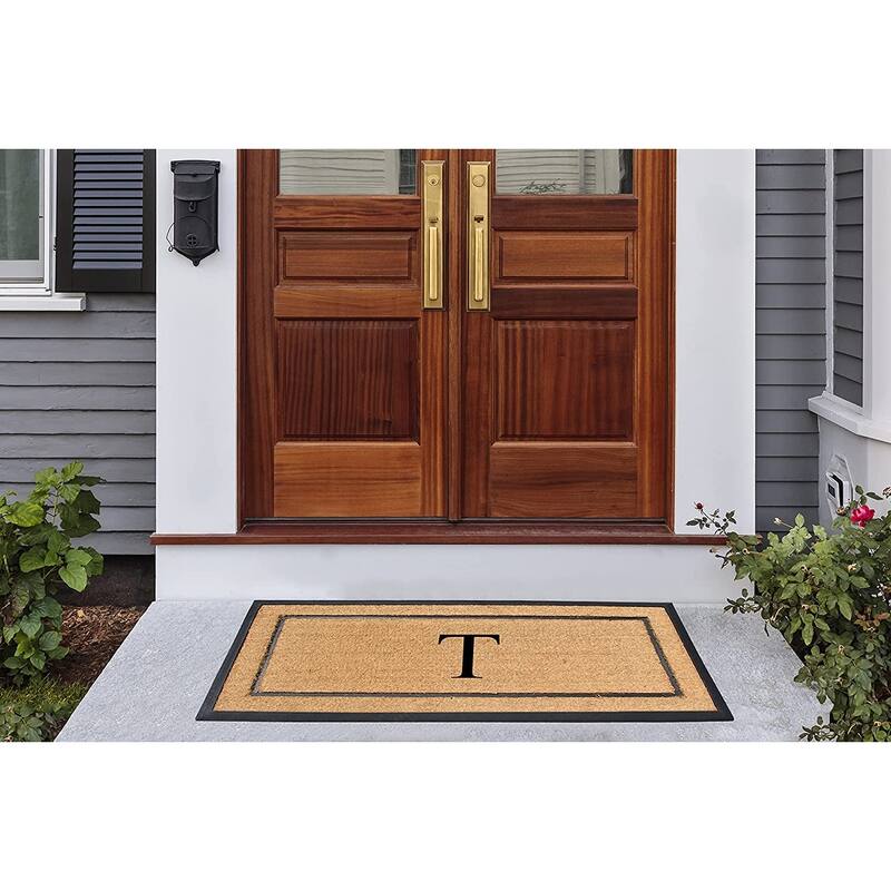 A1HC Natural Coir Monogrammed Door Mat for Front Door, Durable Large Outdoor Rug, Heavy Duty Welcome Doormat - 24" X 48"