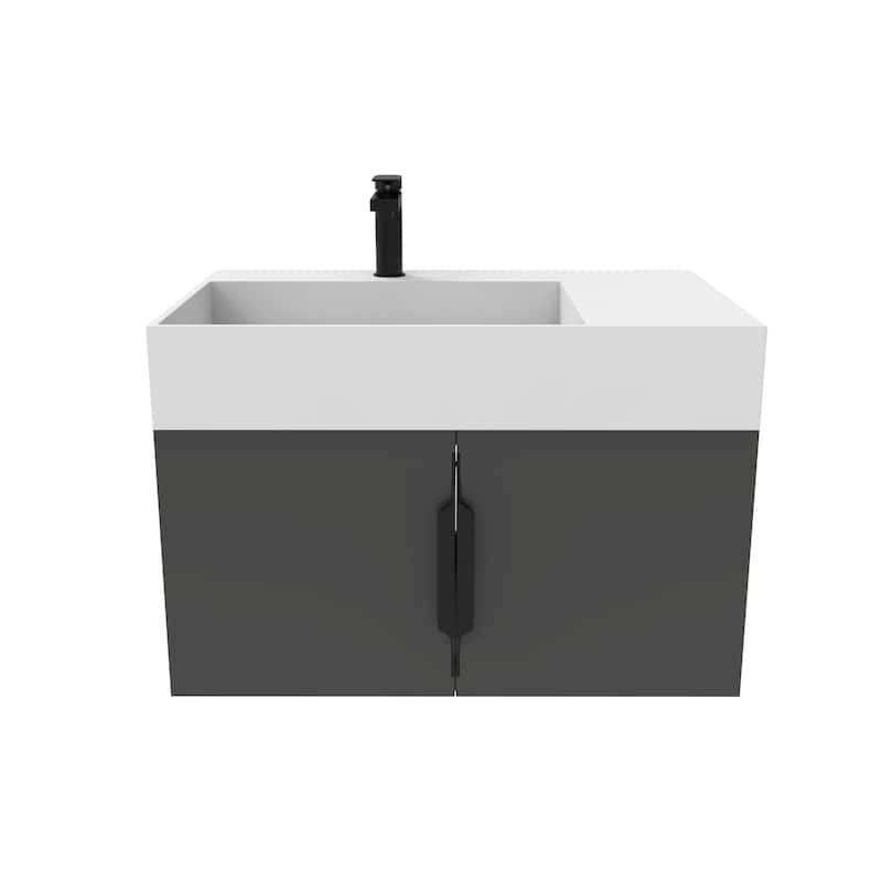 Amazon 30" Wall Mounted Bathroom Left Basin Vanity Set w/ White Top