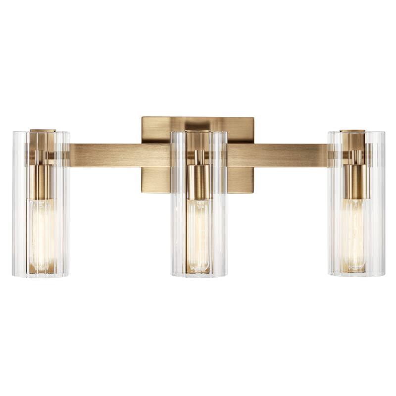 Jemsa 22.75 in. 3-Light Bathroom Vanity Light with Clear Fluted Glass