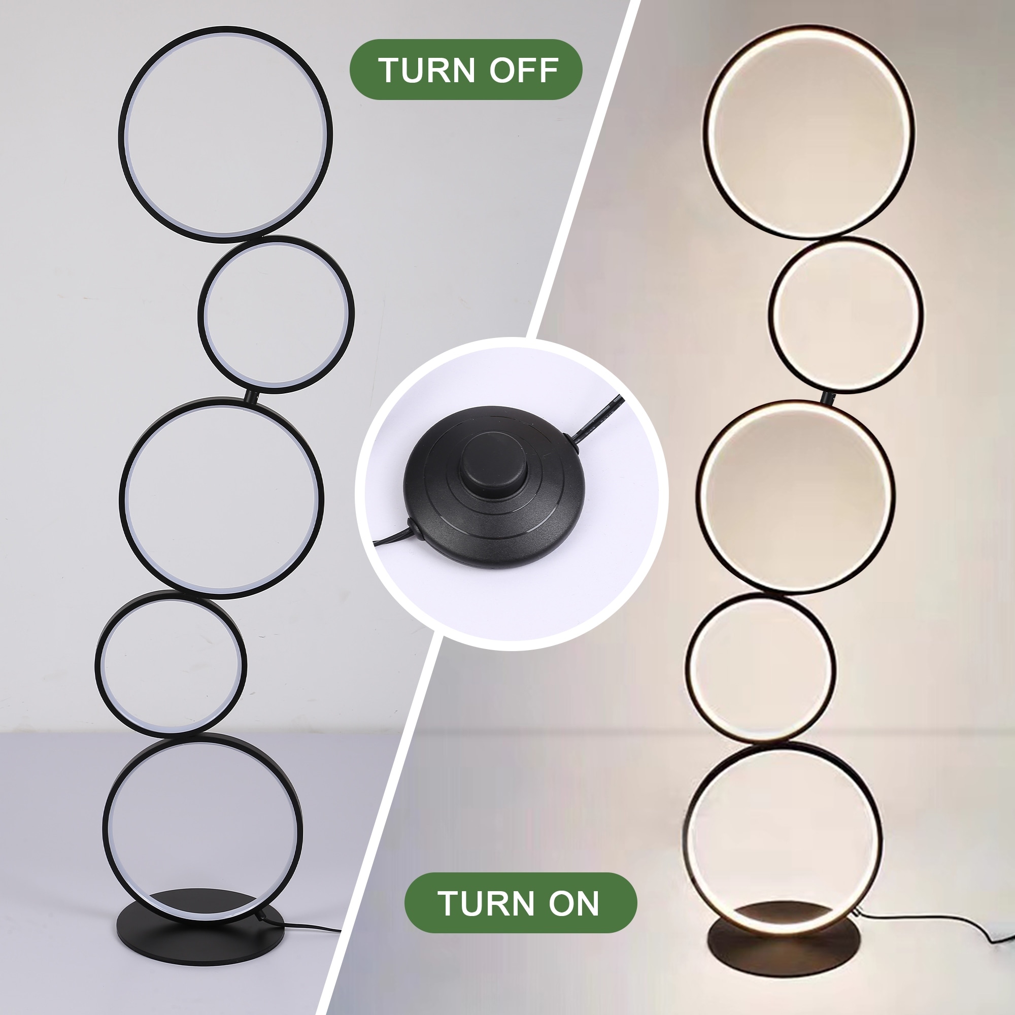 Dimmable Farmhouse Floor Lamp – Arc Standing LED Lamp With 3-Color Bulb, Black Linen Shade For Living Room & Office