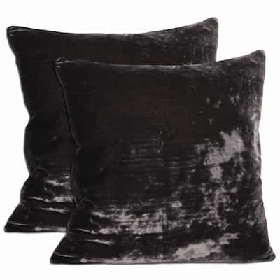 Green Velvet Down Alternative Filled Throw Pillows (Set of 2)