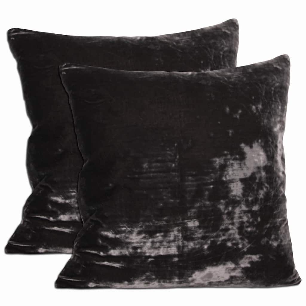 Green Velvet Down Alternative Filled Throw Pillows (Set of 2)