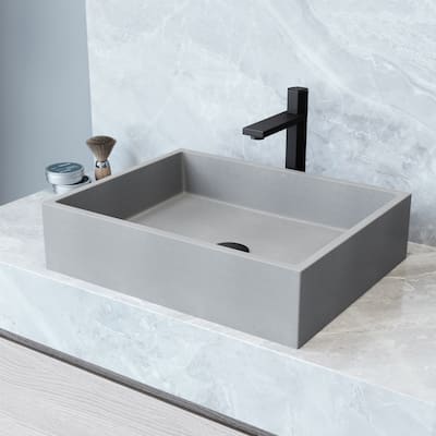 VIGO Coca 19"L x 15"W x 5"H Concreto Stone Rectangular Bathroom Vessel Sink