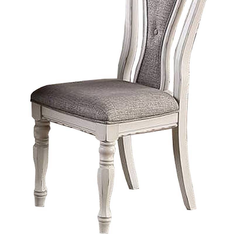 White/Gray Fabric Upholstered Wood Frame Dining Chair, Set of 2, Sturdy Dining Chair for Dining Rooms - 17.5