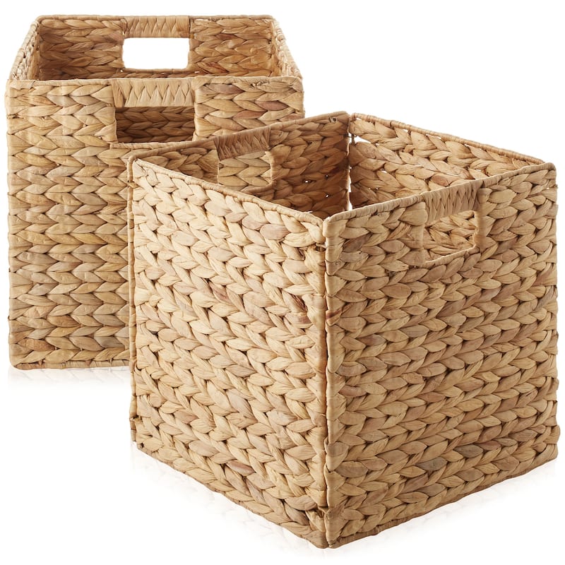 13 x 13in Water Hyacinth Storage Baskets Set of 2 - Natural - 2-Pack