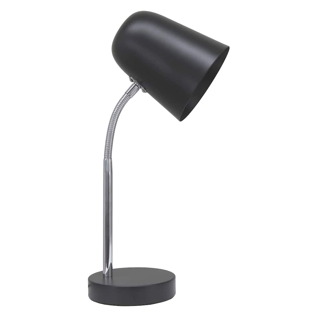 Minimalist Metal Gooseneck Desk Lamp with Adjustable Chrome Arm Modern Task Lighting Multiple Colors