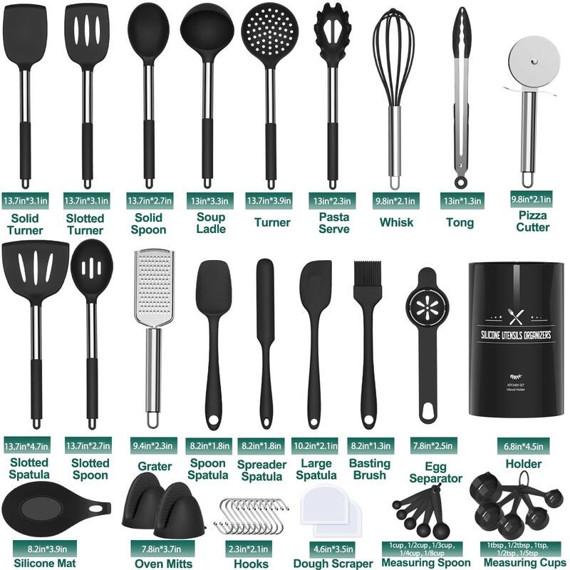 Silicone Kitchen Cooking Utensils Set-Umite Chef 43 pcs Heat Resistant Kitchen Utensils