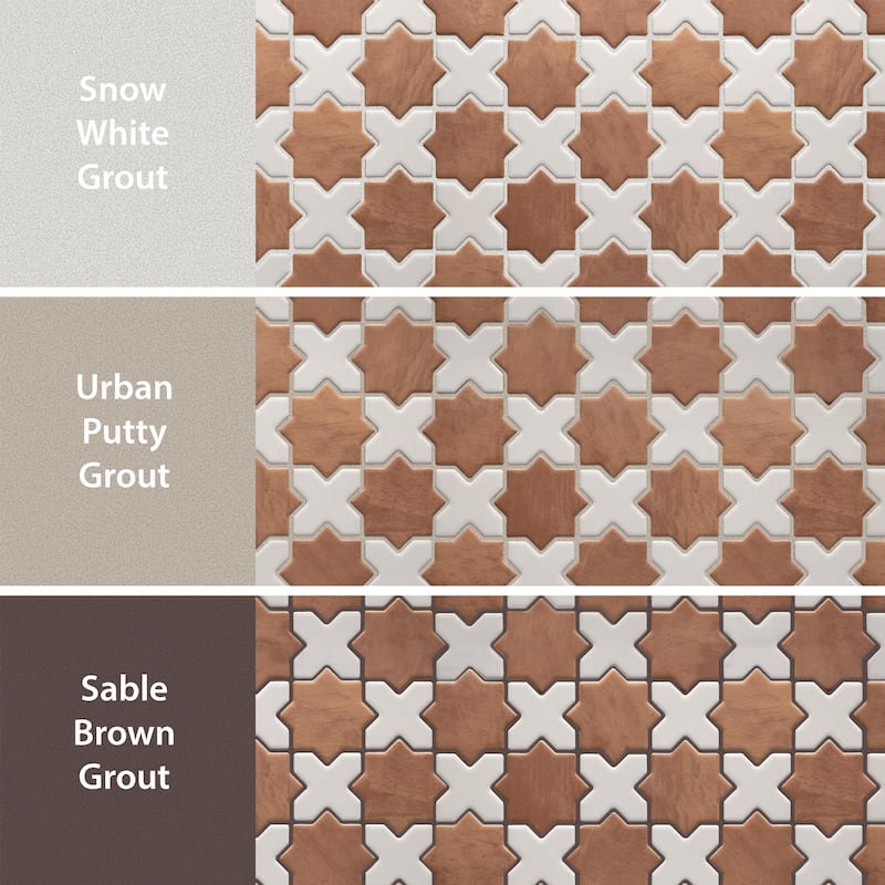 Merola Tile Sentier des Cotto 2" Star with White Cross 11-7/8" x 11-7/8" Porcelain Mosaic Floor and Wall Tile