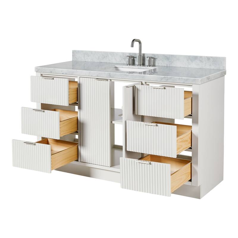 Ariel P61CWRVO Milan 61" Free Standing Single Basin Vanity Set with